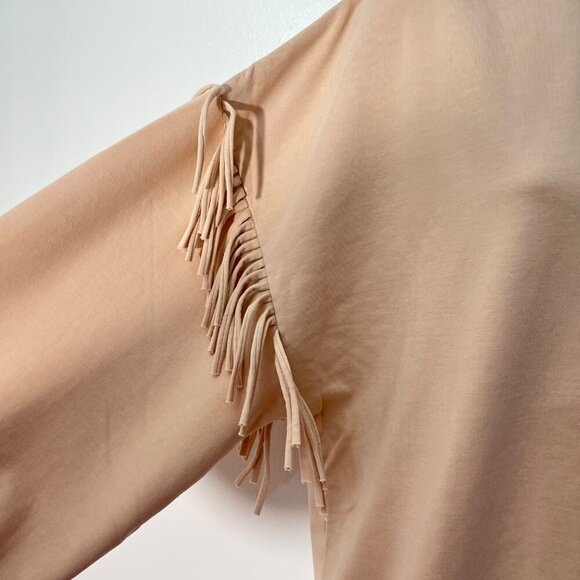 Sundays “Jane” Fringe Trimmed Sweatshirt In Ivory Smoke Size Med - Picture 3 of 10